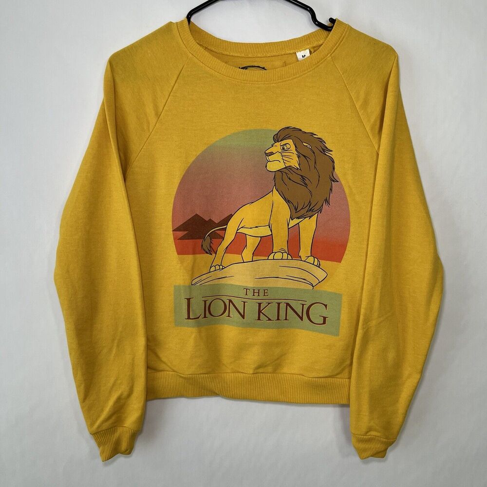 Disney The Lion King Crew Neck Sweatshirt Womens Size Medium Yellow‎ Long Sleeve